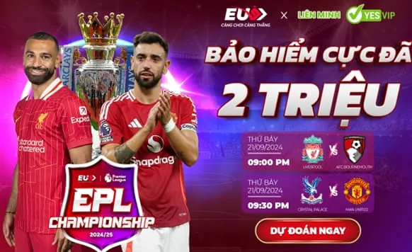 Dự đoán Crystal Palace - M.U với bảo hiểm 2 triệu tại EU9